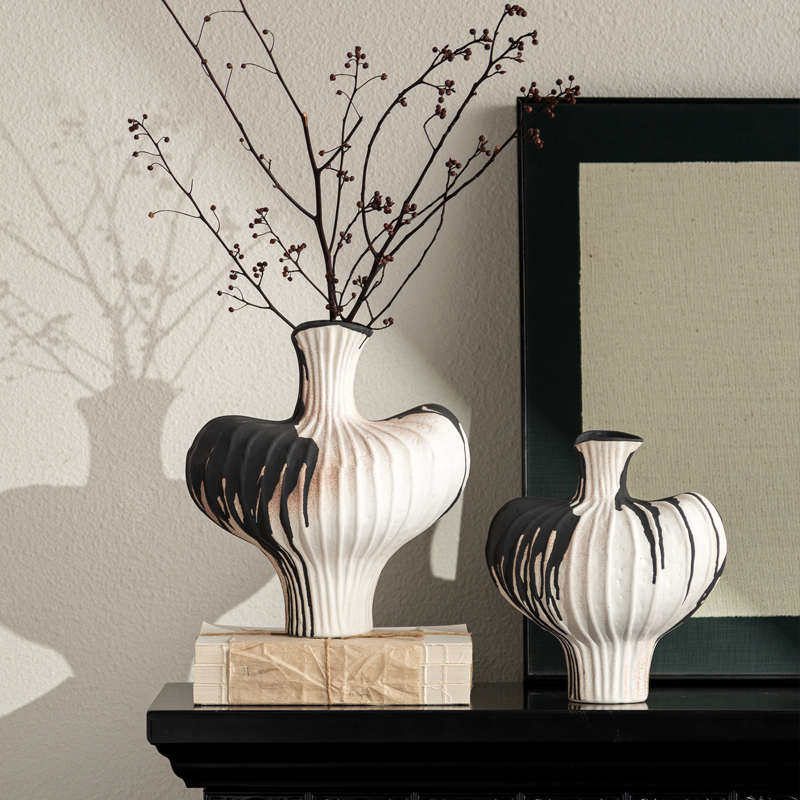 匠十三  侘寂复古陶瓷花瓶装饰品客厅禅意摆件斑驳做旧粗手绘摆件,淘宝优惠券,粉丝福利购,淘宝优惠卷