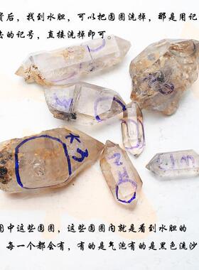 原石天然白水晶双尖六棱柱摆件水胆流沙矿物晶体宝石晶柱冰晶