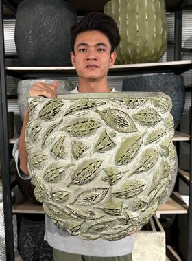 仿古大花盆赤贫风中古风巴恩风工业风咖啡店民宿酒店营地复古陶罐