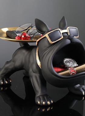 入户门口家放钥匙收摆件客厅轻550D礼奢鞋柜玄关托盘斗牛犬纳搬装