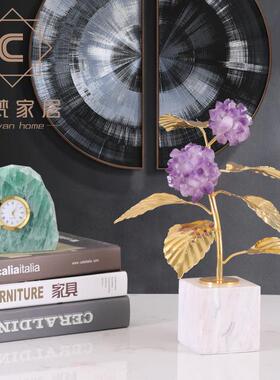 轻奢球家居家饰品创意天紫色X1025水晶特然色样板间玄关金属件摆