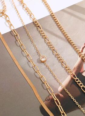 Bracelet set 5 pieces蛇骨炼套装5件套镶钻炼条多层叠戴手錬女