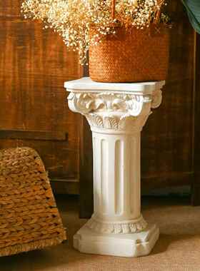 JK慕空间 覆古桌面落地树脂罗马柱装饰摆件 花园柱子置物花盆柱