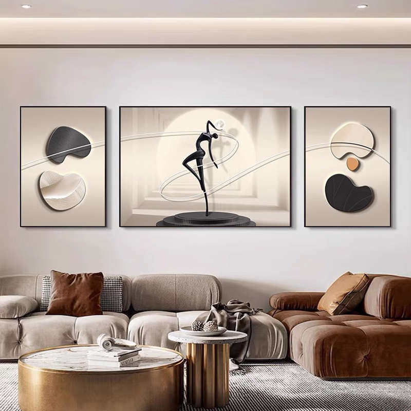 轻奢艺术客厅装饰画极简高级感沙发背景墙挂画现代简约三联画壁画,淘宝优惠券,粉丝福利购,淘宝优惠卷