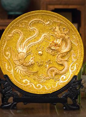 龙金盘结婚礼品瓷送朋友闺p011-16蜜新婚礼物雕厦门漆线线陶摆饰