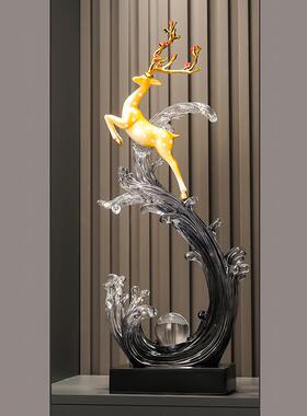 风生水起入户玄客摆XJA关件奢高档厅家居电视轻机柜壁龛创意鹿装