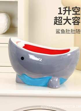 钥匙收纳摆件家用创意进门放门口的入户入门玄关鞋柜客厅鲨鱼碗盒