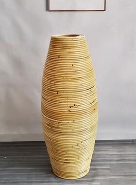 东南亚藤编落地花瓶摆件插干花绢花编织花器客厅餐厅橱窗摆设防摔