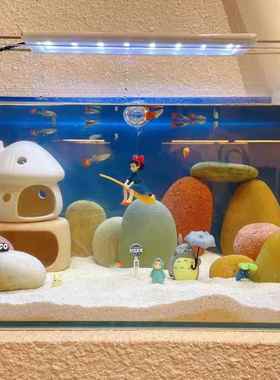 鱼缸蘑菇屋摆件陶罐躲避洞组合创意陶瓷套餐装饰造景虾窝罐躲避屋