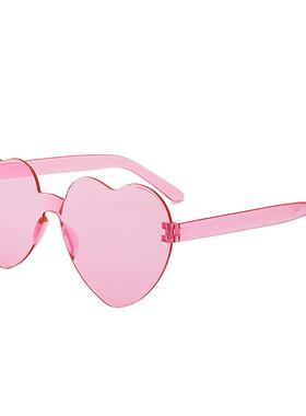 新款欧美爱心粉色太阳镜墨镜女网红多巴胺显脸小凹造型辣妹遮阳镜
