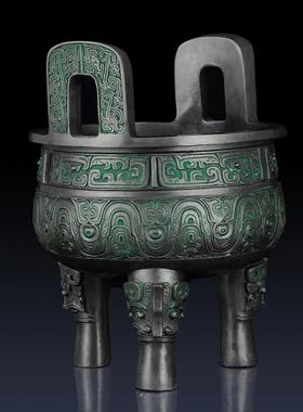 纯黄铜克鼎摆件办公室招财铜鼎客厅装饰品青铜器摆件家用铜鼎香炉