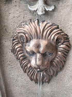 太阳能款狮子挂壁式室内别墅送礼园艺景观园林艺景流水喷泉摆件-3