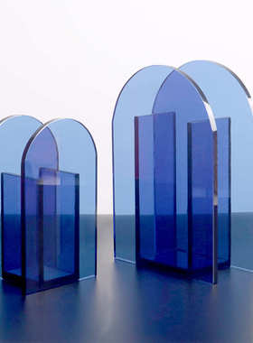 现代创意家居轻奢茶色透明玻璃花器客厅桌面花瓶软装饰品摆件