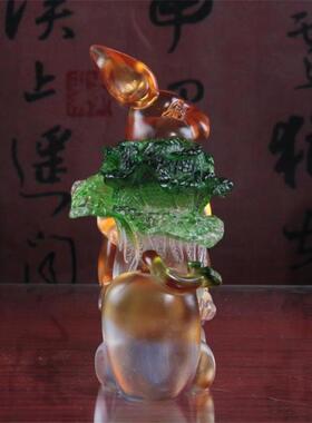 班德拉斯 人生如意兔琉璃工艺品摆件 客厅店铺装饰 开业商务礼品