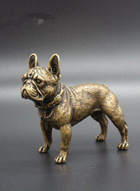 新款直销镀铜恶霸犬田园土狗法斗摆件古铜器微雕件仿古玩手工办公