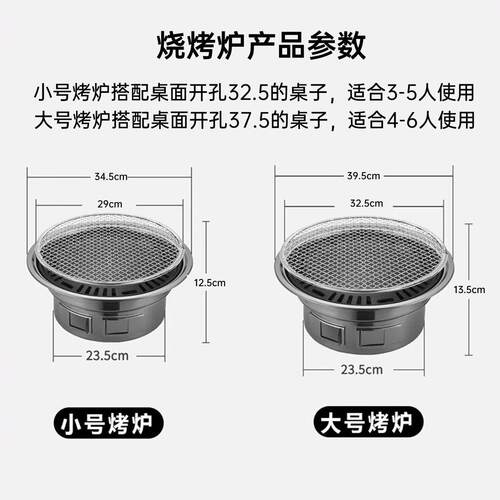 不锈钢火锅桌子碳火炉电磁炉一体桌户外烧烤桌烤肉桌大圆折叠餐桌 - 图3