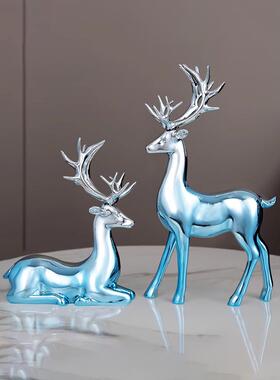 现代轻奢招财鹿摆件创意玄关书柜客厅酒柜装饰品乔迁新居礼物高档
