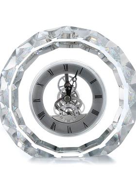 高档K9水晶钟表座钟 客厅现代 简约欧式创意时尚装静音公室饰摆办