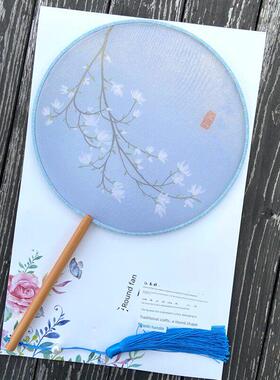 古风半透丝中国风小团扇跳舞蹈扇子女汉服古典宫廷宫扇女式圆扇