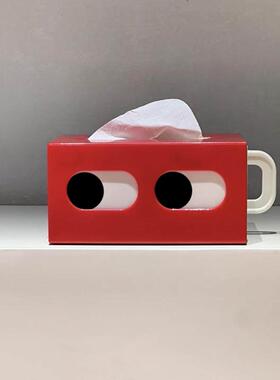 大眼睛纸巾盒客厅家用卫生纸盒茶几摆件创意餐桌可爱表情纸巾收纳