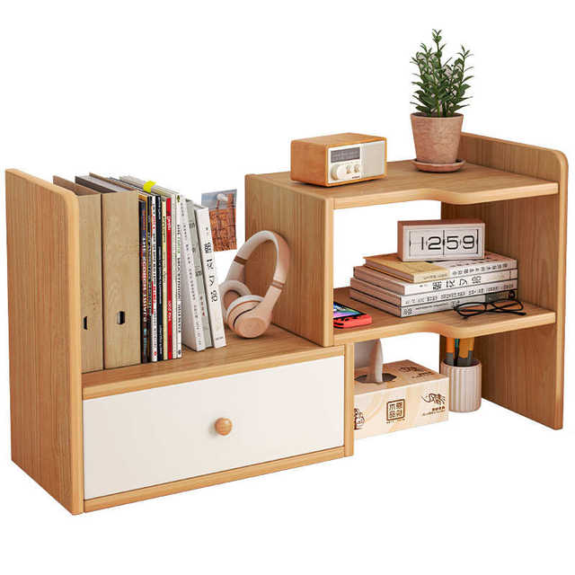 Desk bookshelf desktop storage rack layered shelf office storage rack book study table multi-layer solid wood corner files