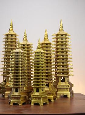 铜文昌塔摆件13层七层九层黄铜十三层工艺品龙头文昌塔