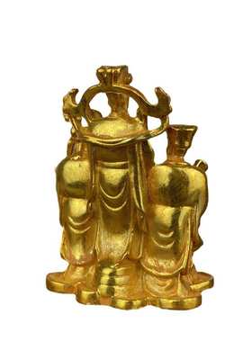 鎏金旧藏老物福禄寿三仙小佛藏佛金财神摆件家用古玩茶宠藏传摆件
