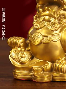 黄铜貔貅摆件一对公母貔貅黄铜真铜皮丘家用客厅房间店铺办公室