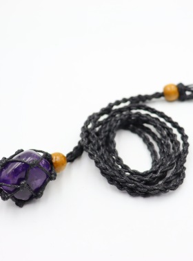 亚马逊水晶原石原石网兜网兜项链