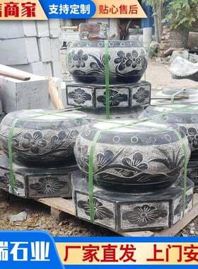 仿古柱顶石古建园林青石石柱墩石雕柱脚石门口摆件石柱墩柱顶石