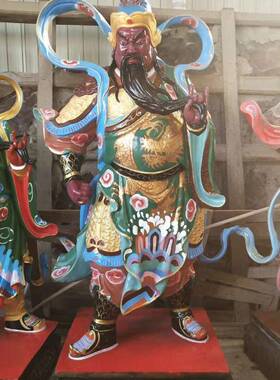 玻璃钢彩绘关公雕塑珈蓝菩萨罗汉关公菩萨佛像雕塑人物摆件