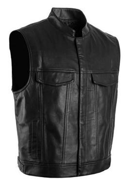 N 92710 Plus size men's skull leather vest 大码士骷髅皮马