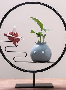 正品新禅家装饰摆件温馨客厅电视柜饰办公室创意中式意居品花家瓶