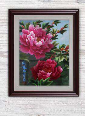 新款直销苏绣带框成品客厅卧室挂画装饰工艺品苏州手工刺绣画牡丹