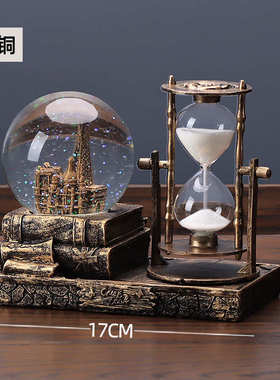 家居装饰品复古水晶球沙漏计时器酒柜客厅桌面埃菲尔铁塔创意王金