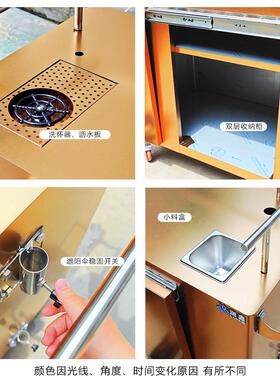 澜鑫厨具中式款金色咖啡茶馆移动小推车摆摊茶多功能餐厅新款餐车