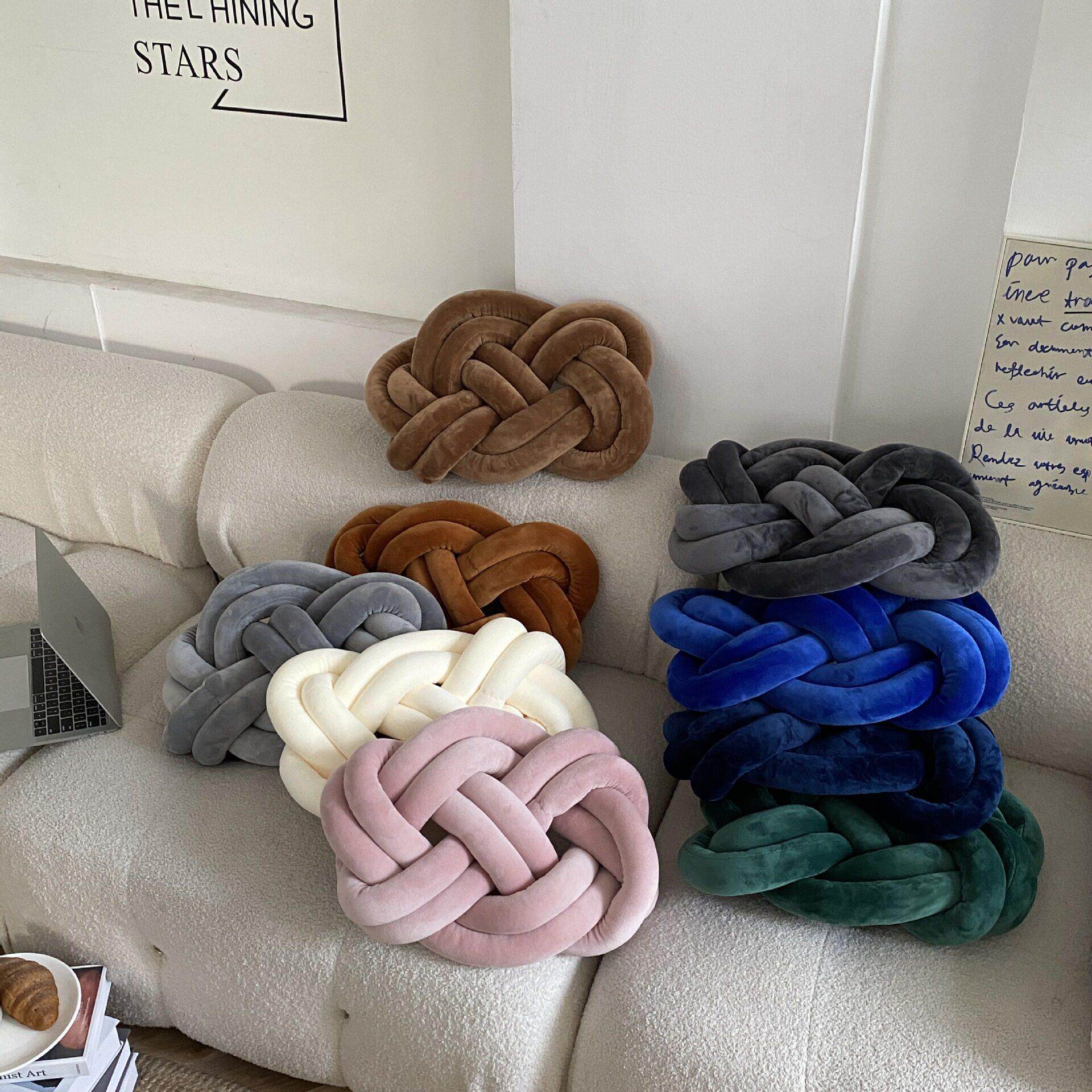 Ins Nordic cushion sofa back pillow decoration bay window cushion bed and breakfast hand-woven knotted twist pillow