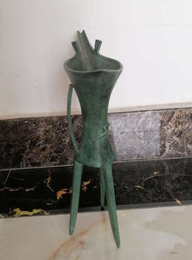 二里头文化夏青铜器长流爵天下爵乳丁纹平底爵爵杯酒杯工艺品复古