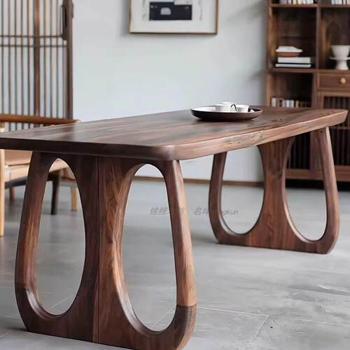 宋氏美学北美黑胡桃木茶室会议茶桌客厅吃饭餐桌长方形原木办公桌 - 图2