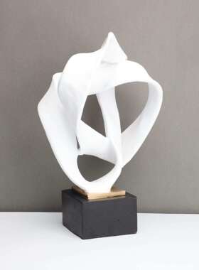 新中式金属大理石飘带摆件样板房售楼部卧室书房客厅桌面玄关饰品