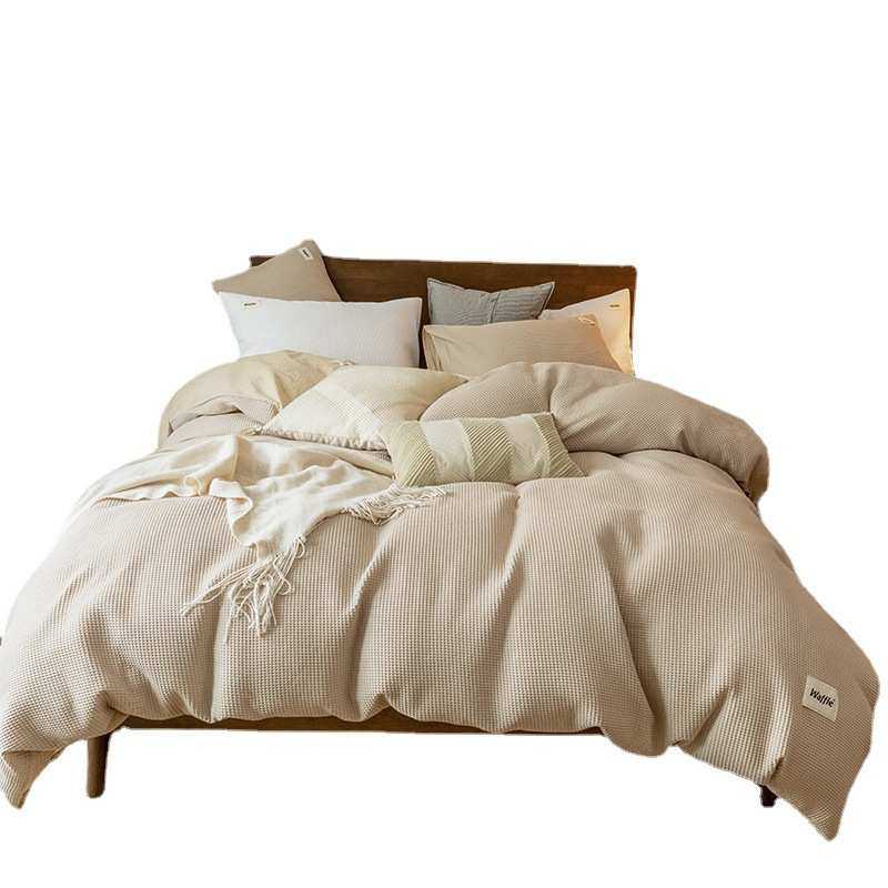 床上用品四水洗ins肤母婴件套级纯色简约棉床格裸睡华夫亲单被,淘宝优惠券,粉丝福利购,淘宝优惠卷