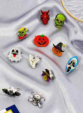 Halloween LED Glow Brooch Funny Ghost Bat Pumpkin Badge
