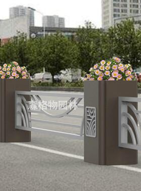 市政道路不锈钢花箱立体花架隔离护栏花槽铁艺景观落地不锈钢花箱