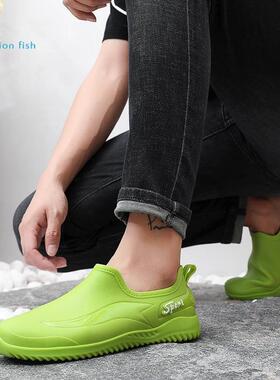 短雨鞋男款低帮时尚短筒雨靴男士平底水鞋防滑耐磨加绒防水胶鞋套