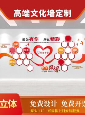 企业文化墙团队员工风采照片墙定制设计励志公司背景宣传栏3d立体