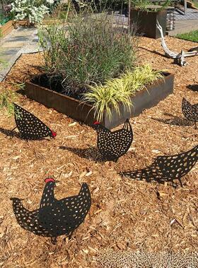 压克力Chicken Yard Art创意花园摆放鸡家庭真小摆件草坪装饰