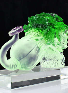 锋明古法琉璃招财白菜摆件工艺品家居客厅装饰品店铺开业礼品高档