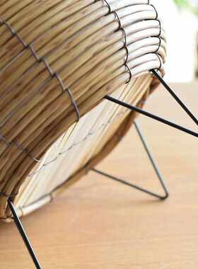 草编花盆仿藤藤编手工编织竹编支架铁艺插花套花篮铁艺铁架