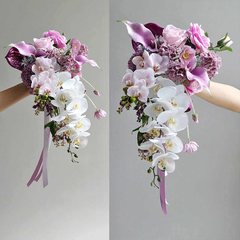 手捧花假花 瀑布水滴款高级新娘花束结婚摄影仿真花家居台面摆放,淘宝优惠券,粉丝福利购,淘宝优惠卷