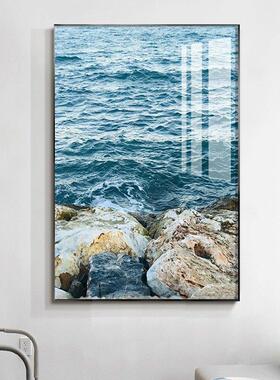 背景风景挂画装饰画浪花大海沙滩书房客蓝玄关办公室酒店餐厅卧室